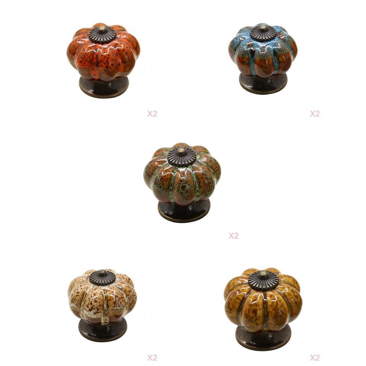 10pcs Round Pumpkin Shape Ceramic Cabinet Pull Knobs