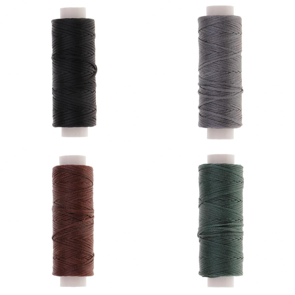 4pcs Flat Waxed Polyester Thread Cord Sewing Accessories for Leather Crafts