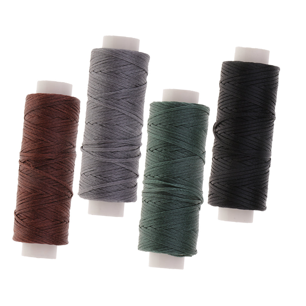 4pcs Flat Waxed Polyester Thread Cord Sewing Accessories for Leather Crafts