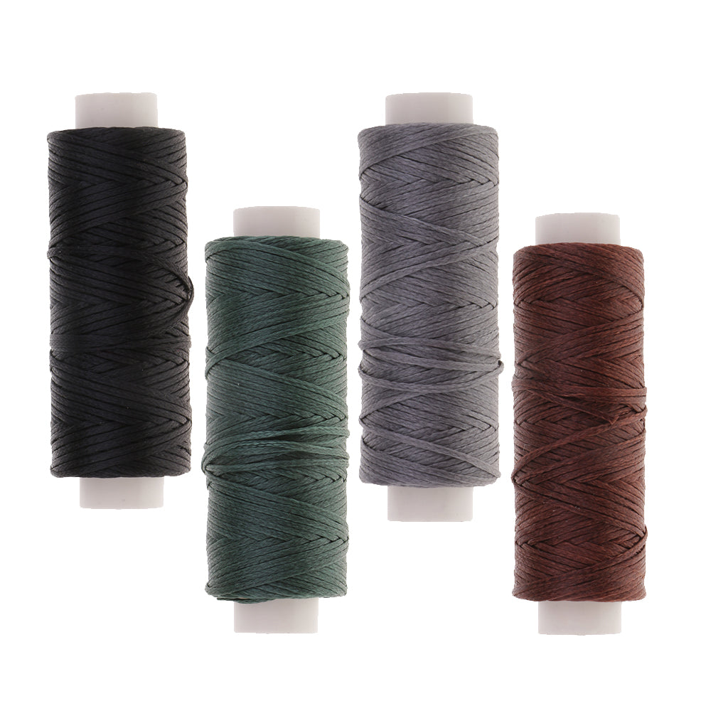 4pcs Flat Waxed Polyester Thread Cord Sewing Accessories for Leather Crafts
