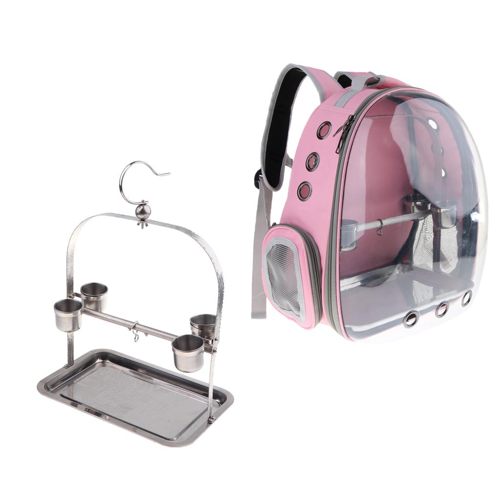 Bird Parrot Travel Carrier with Perch Cup+Hanger Hang Stand Holder Platform