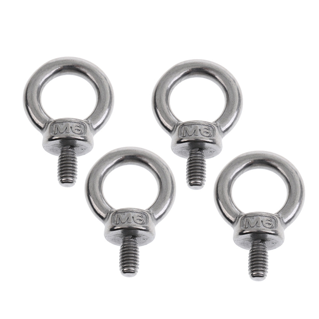 4pcs Stainless Steel DIN 580 Machine Shoulder Lift Eye Bolt Marine M6 x 11mm