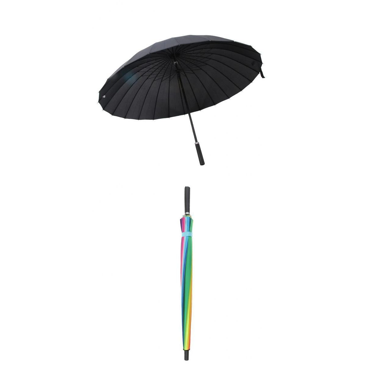 2pc 24k Color Rainbow Long Handle Straight Sun/Rain Stick Umbrella Parasol