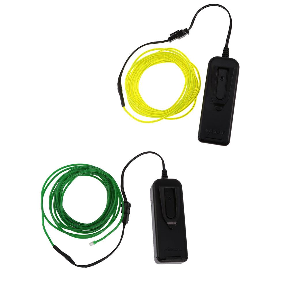 2x Green Luminescent Neon LED Lights Glow EL Wire String 5 Meters