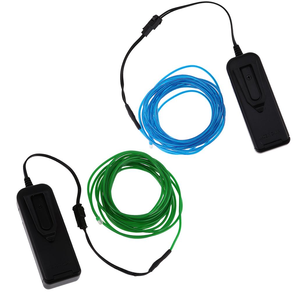 2x Luminescent Neon LED Soft Lights Glow EL Wire String 5 Meters