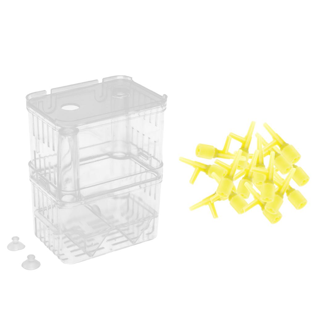 Clear Fish Hatchery Isolation Box and 100Pcs Air Valves