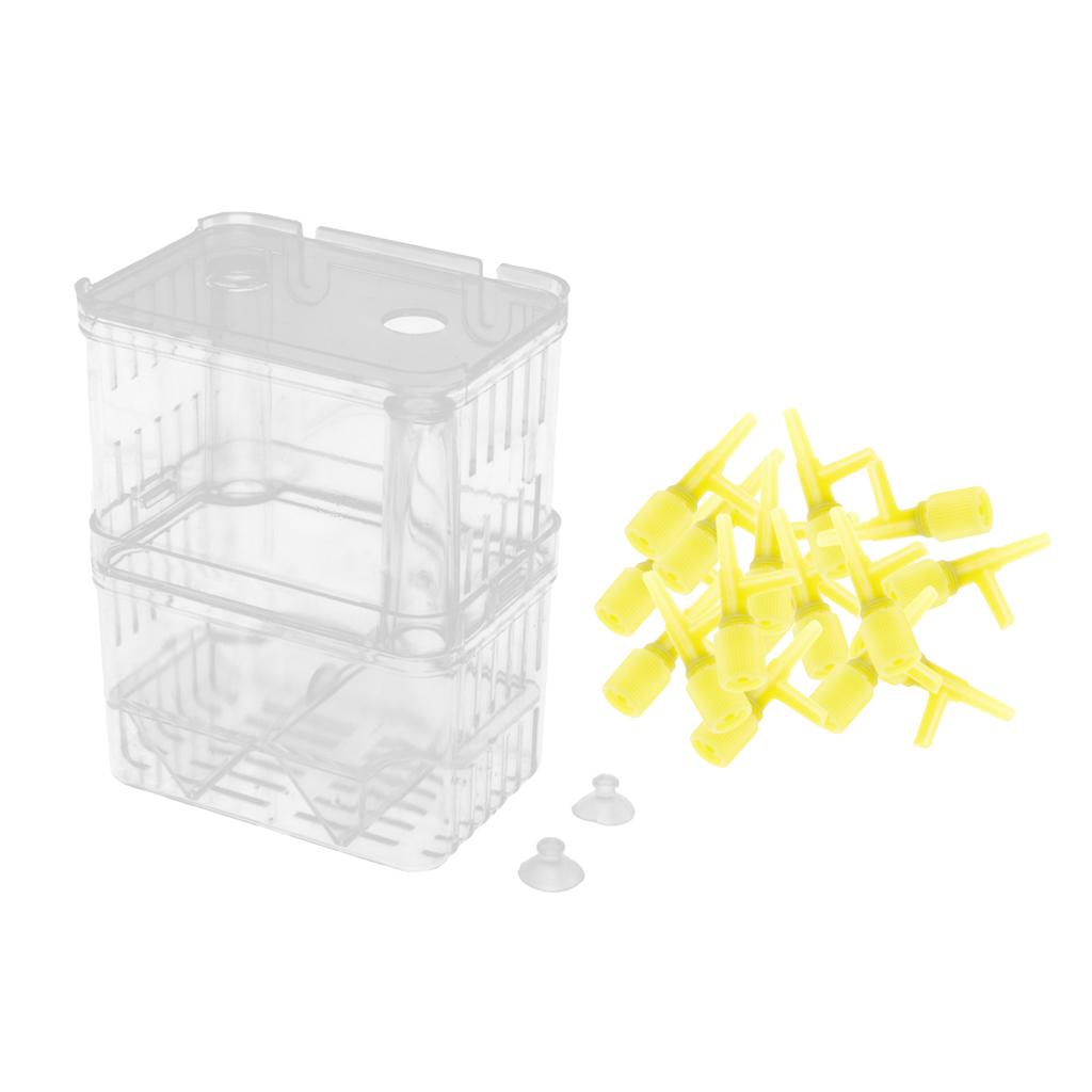 Clear Fish Hatchery Isolation Box and 100Pcs Air Valves
