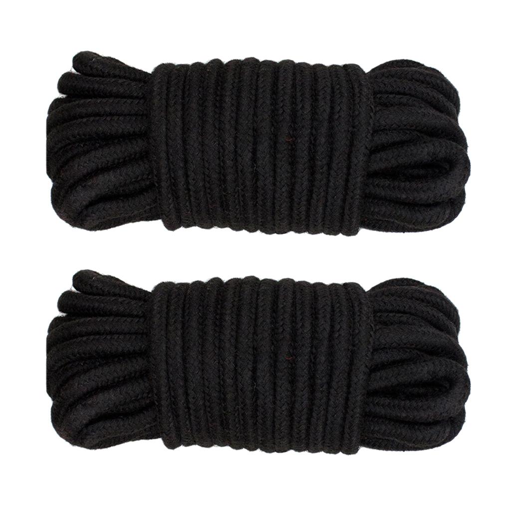 2 All-Purpose Soft Cotton Rope - 65 Feet Length, 1/4 Inch Diameter 20m Black