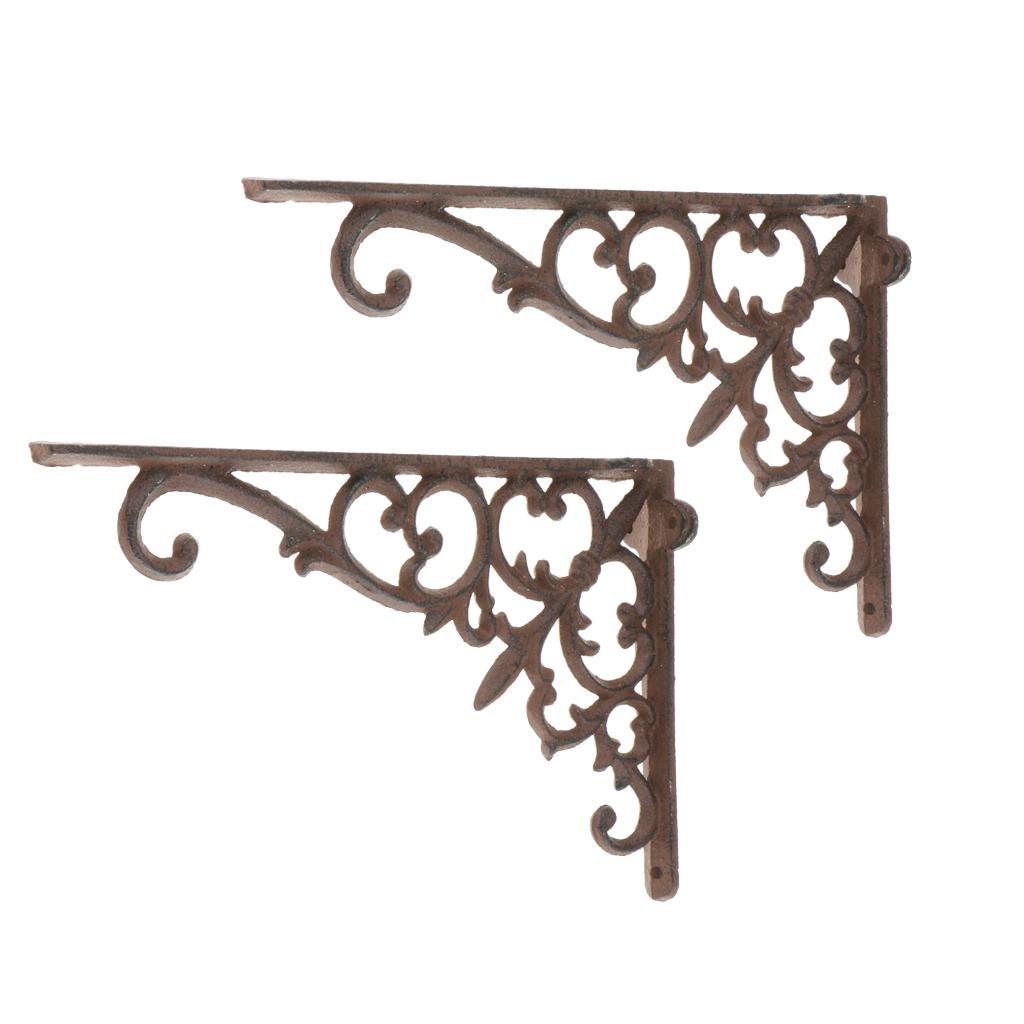2pcs Antique Vintage Style Heavy Duty Cast Iron Shelf Bracket Wall Mounted S