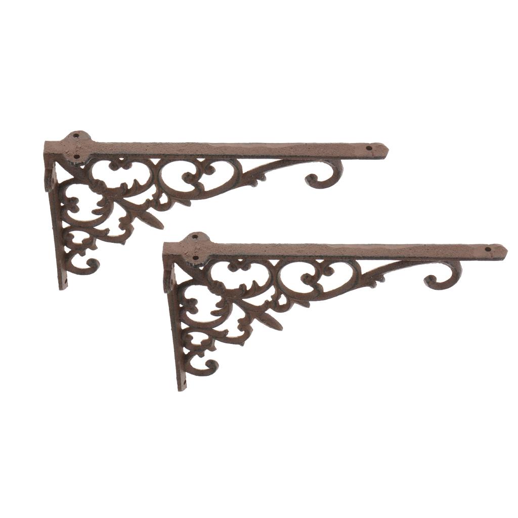 2pcs Antique Vintage Style Heavy Duty Cast Iron Shelf Bracket Wall Mounted S