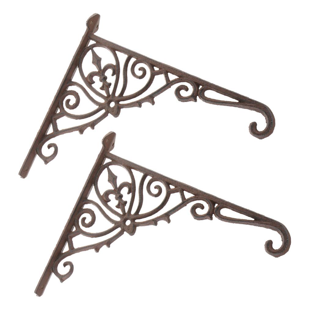 2pcs Antique Vintage Style Heavy Duty Cast Iron Shelf Bracket Wall Mounted L