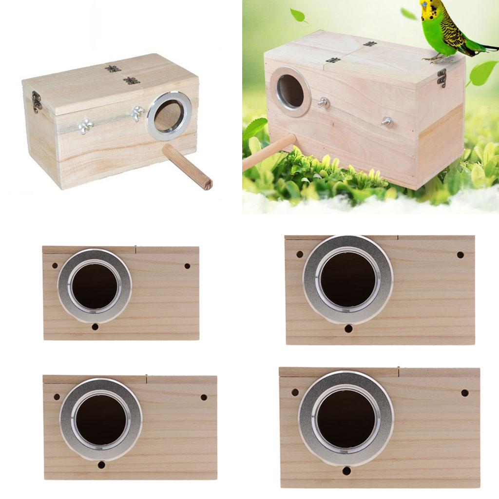 4pcs Wooden Wild Bird Nest Box Nesting Feeding Feeder Station House & Stick