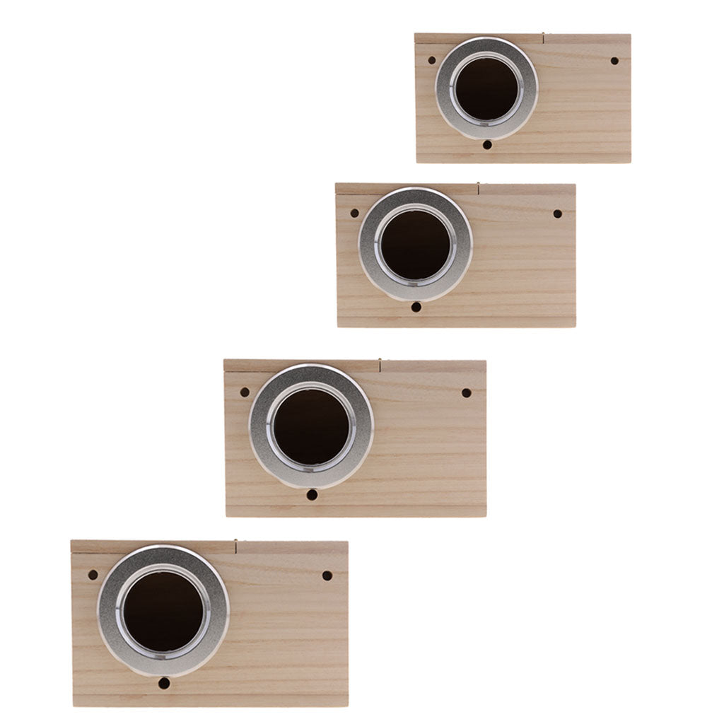 4pcs Wooden Wild Bird Nest Box Nesting Feeding Feeder Station House & Stick