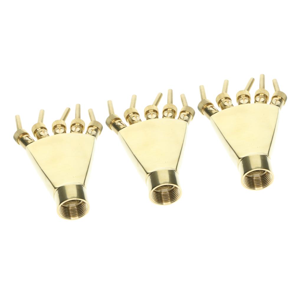 3x Multi Direction Brass Garden Fountain Water Nozzle Sprinkler Spray Head