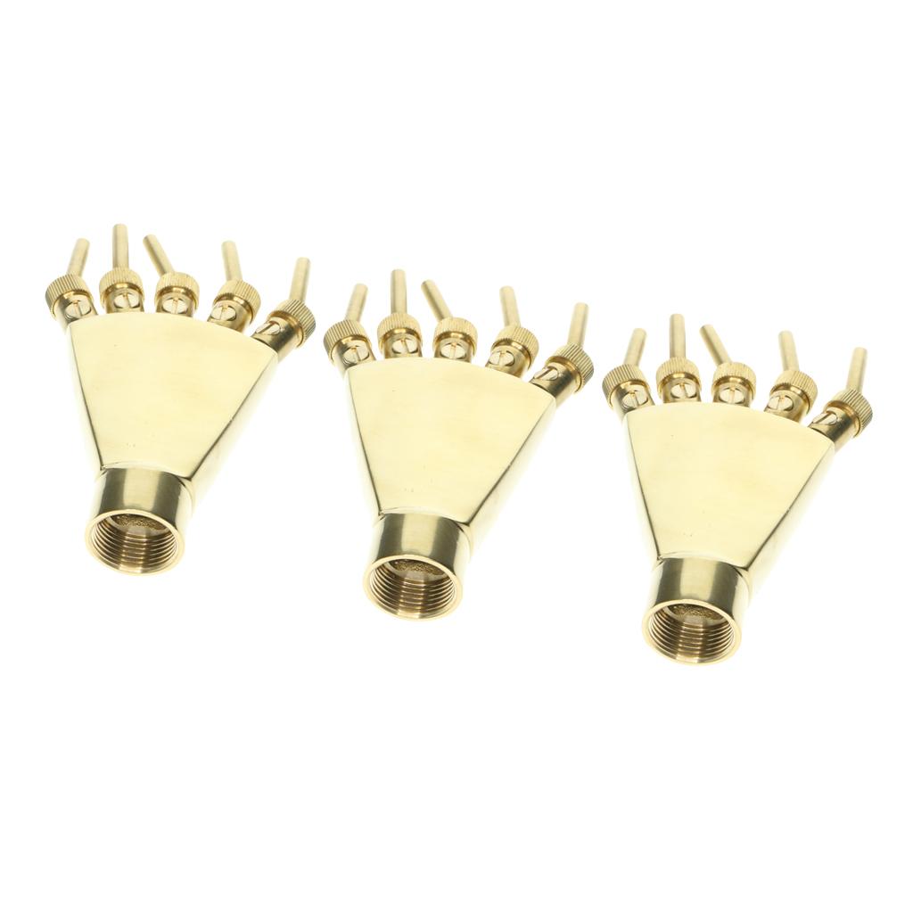 3x Multi Direction Brass Garden Fountain Water Nozzle Sprinkler Spray Head