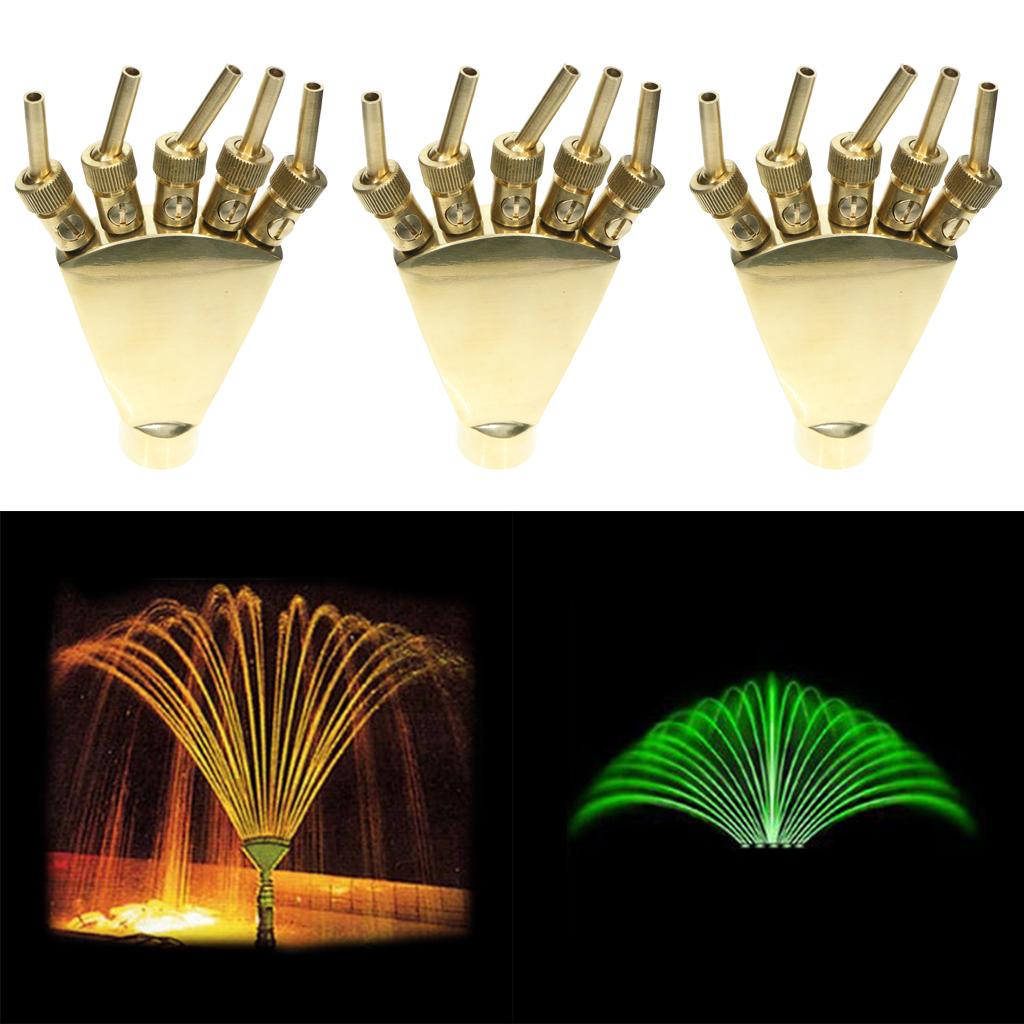 3x Multi Direction Brass Garden Fountain Water Nozzle Sprinkler Spray Head