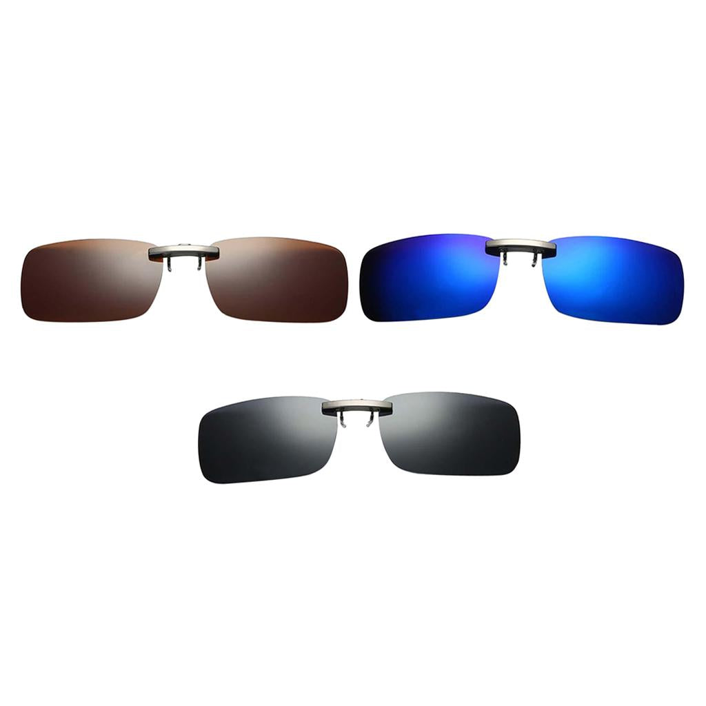 3Pcs Polarized Clip On Flip Up UV400 Night Viewing Tourism Game Sunglasses