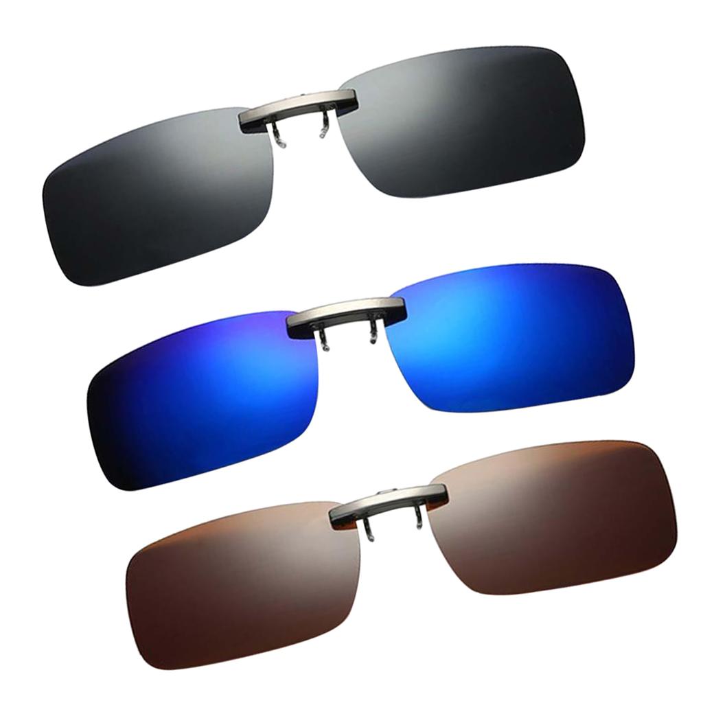 3Pcs Polarized Clip On Flip Up UV400 Night Viewing Tourism Game Sunglasses