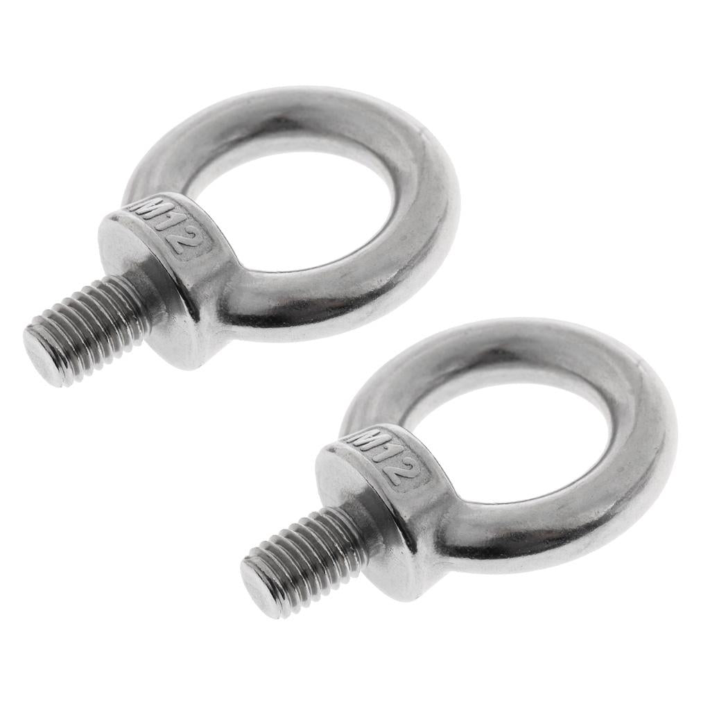 2x 304 Stainless Steel DIN580 Machine Shoulder Lift Eye Bolt Marine M12x20mm