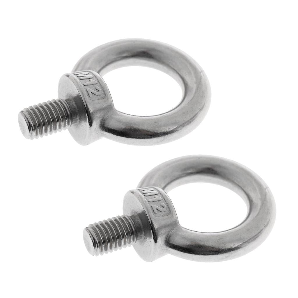 2x 304 Stainless Steel DIN580 Machine Shoulder Lift Eye Bolt Marine M12x20mm