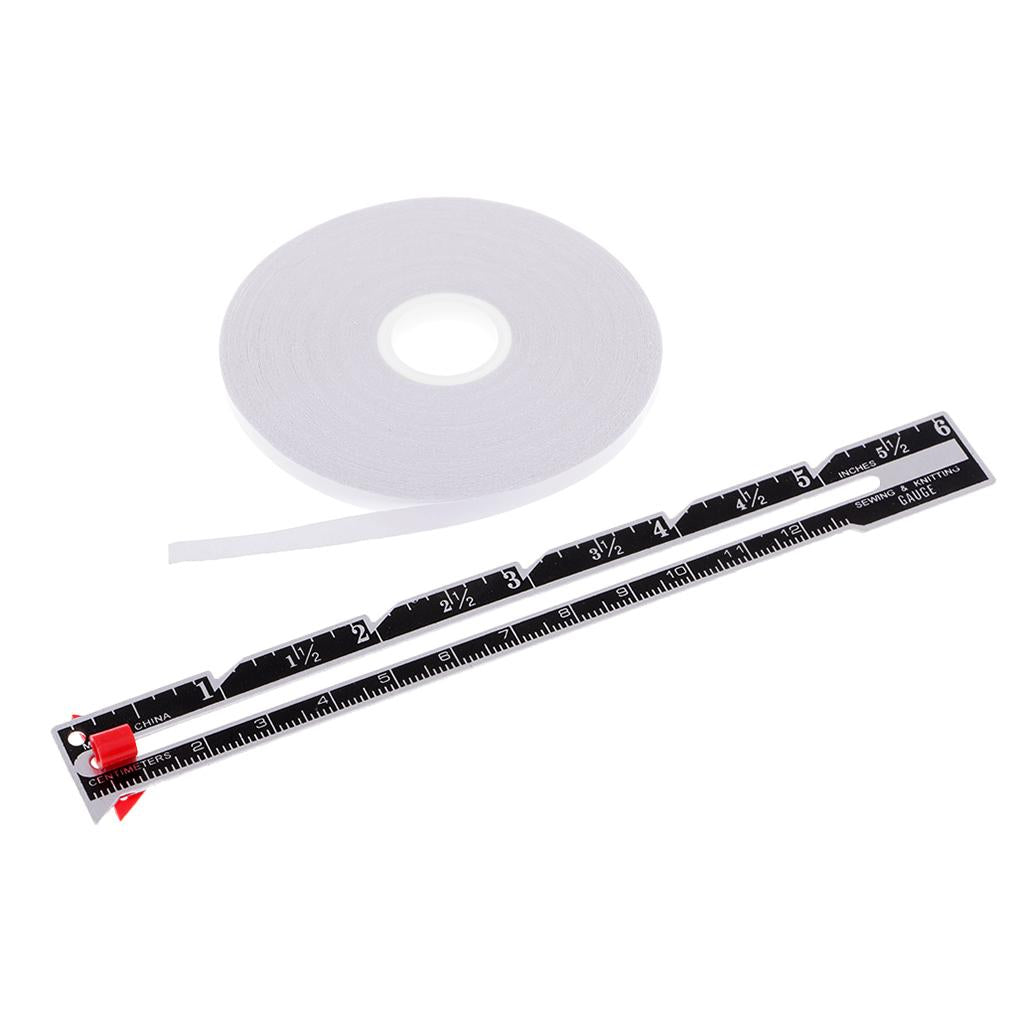 2Pcs Sewing Measuring Gauge Double Sided Tape Wash Away for Tailor Quilting