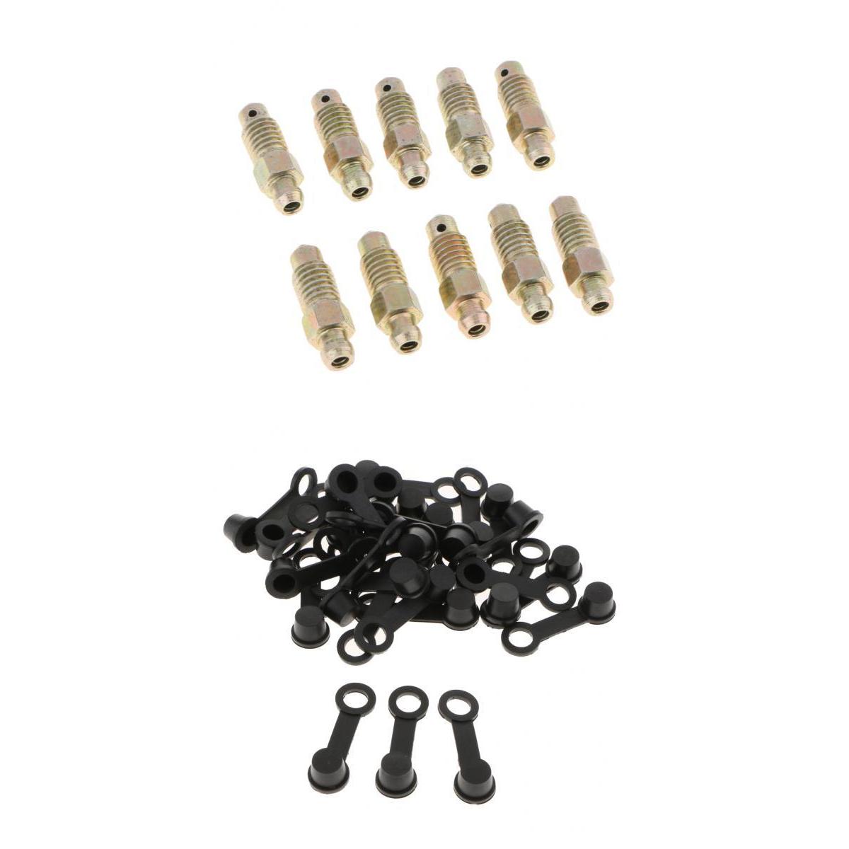 40X M8*1.25mm Brake Bleeder Screw+Grease Zerk Fitting Cap Rubber Dust Cover
