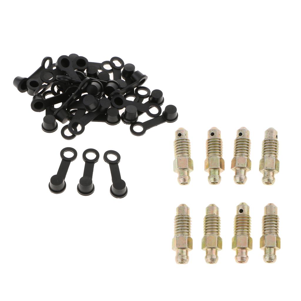40X M8*1.25mm Brake Bleeder Screw+Grease Zerk Fitting Cap Rubber Dust Cover