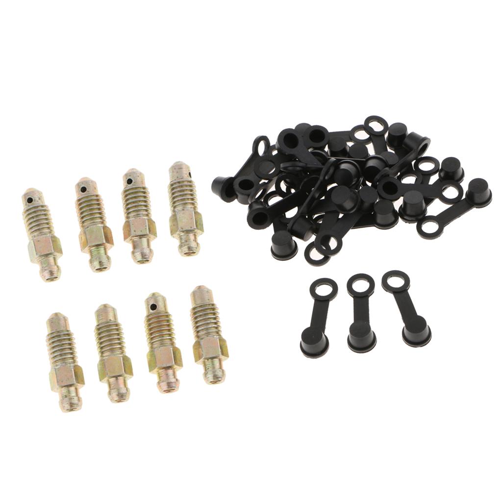 40X M8*1.25mm Brake Bleeder Screw+Grease Zerk Fitting Cap Rubber Dust Cover