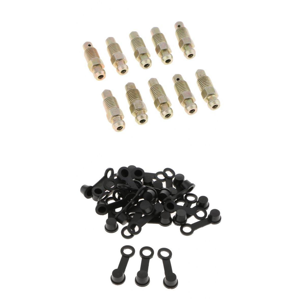 40x M8*1 26mm Brake Bleeder Screw+Grease Zerk Fitting Cap Rubber Dust Cover