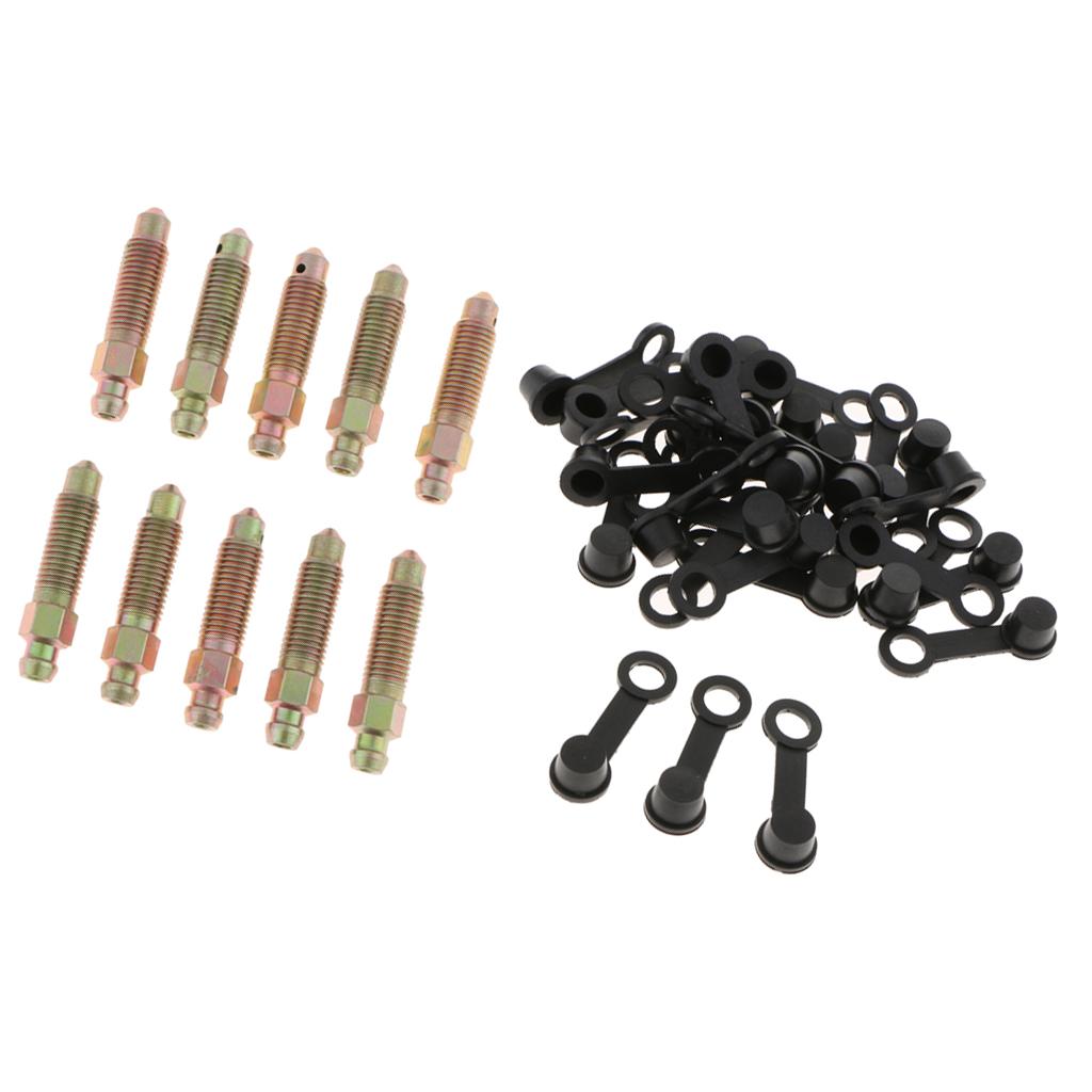 40x M8*1 38mm Brake Bleeder Screw+Grease Zerk Fitting Cap Rubber Dust Cover