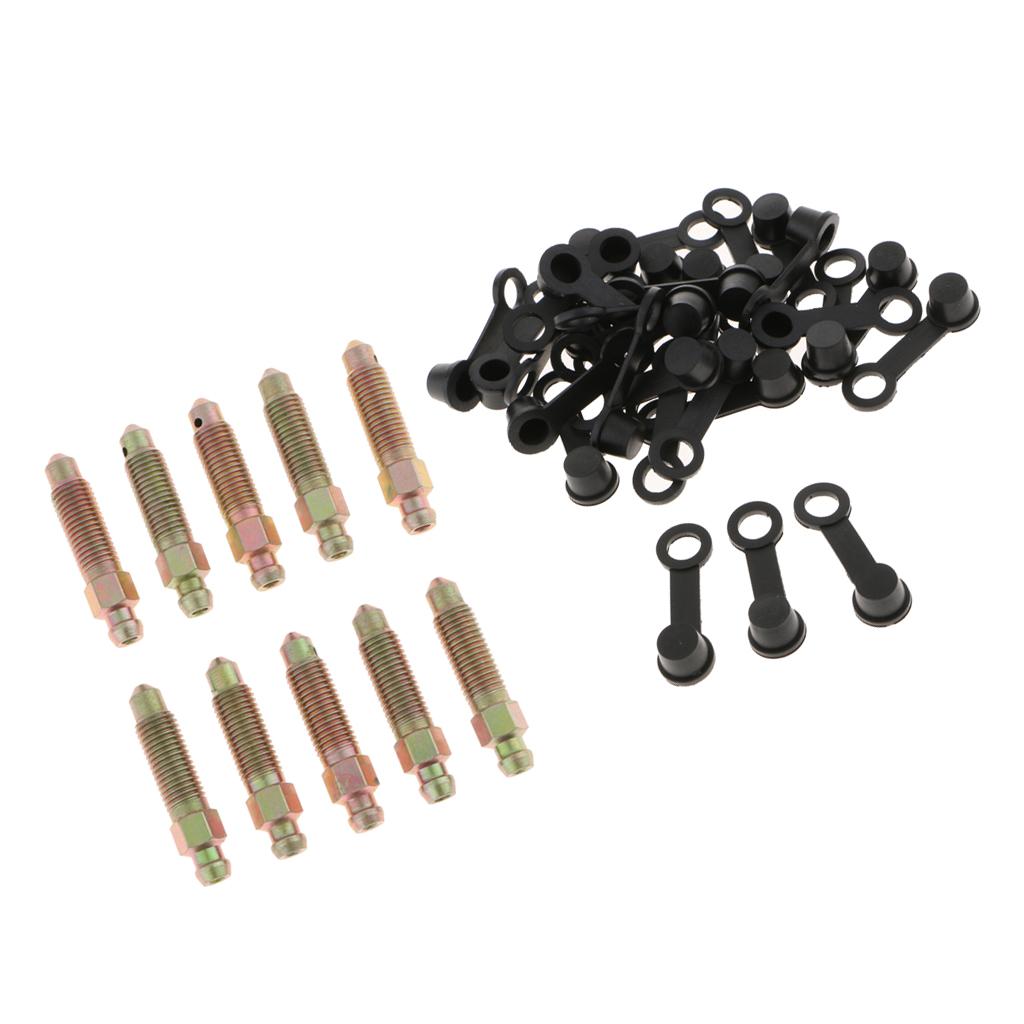 40x M8*1 38mm Brake Bleeder Screw+Grease Zerk Fitting Cap Rubber Dust Cover