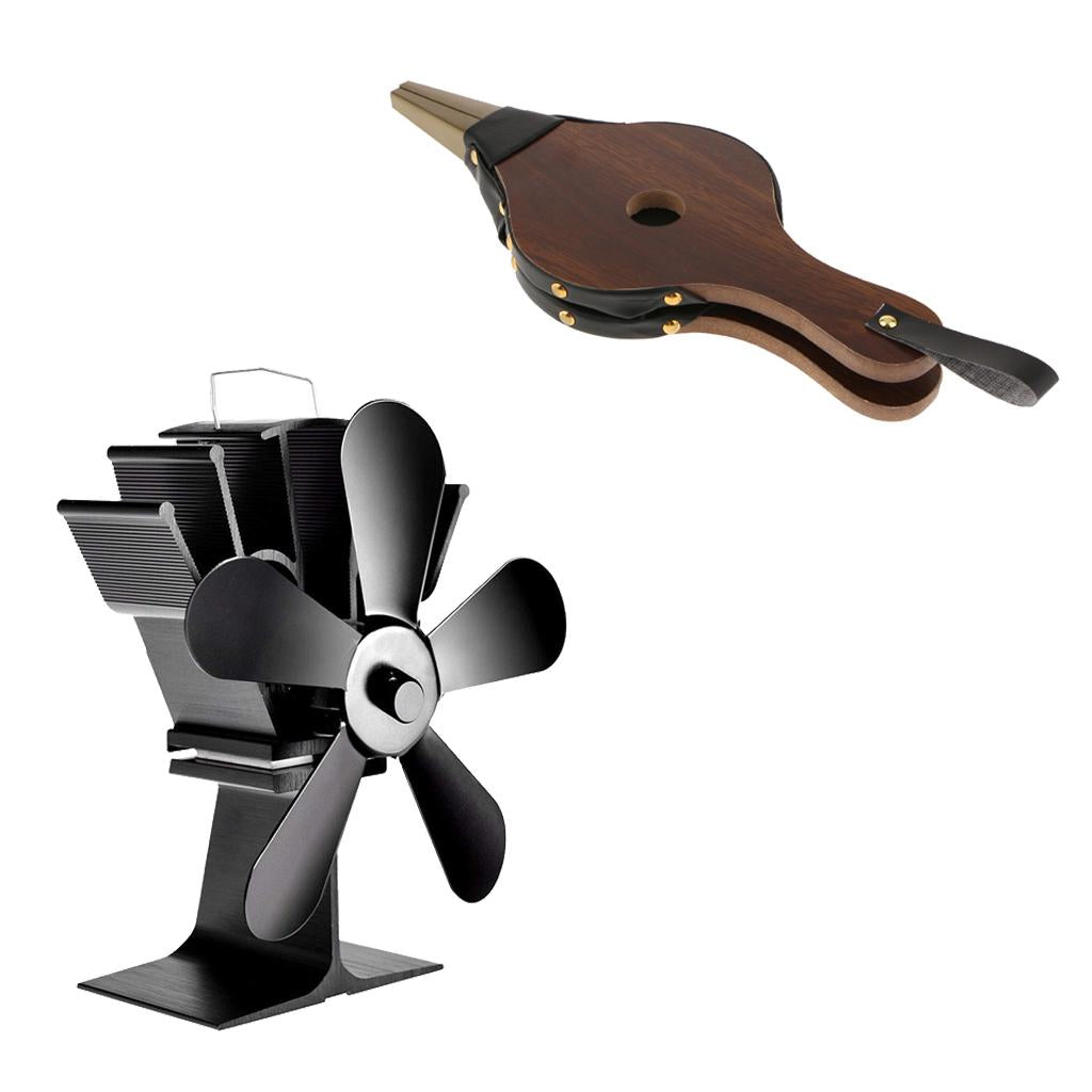 5-Blade Heat Powered Stove Fan for Wood/Log Burner Fireplace bellows