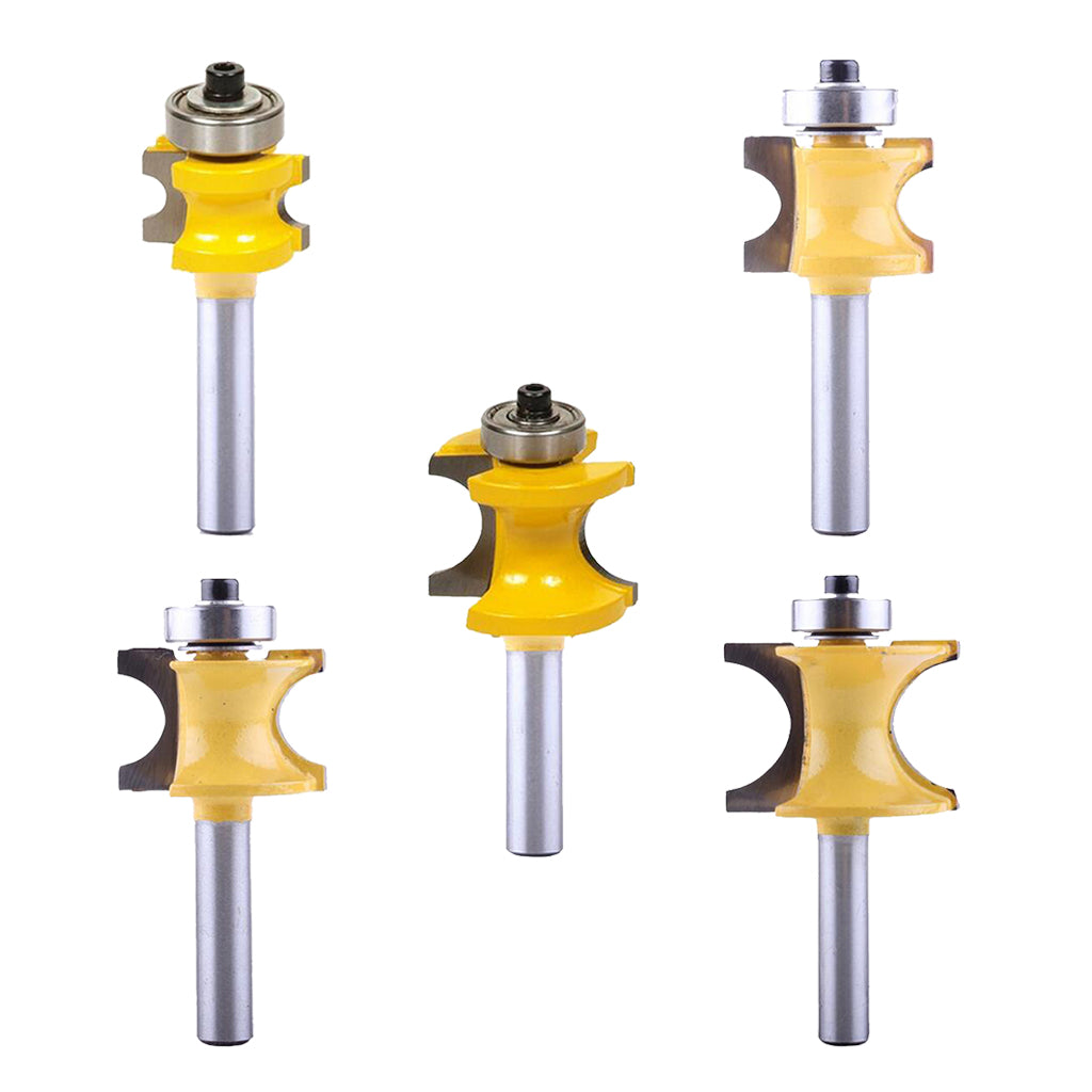 5Pcs 8mm Shank Bullnose Router Bit C3 Carbide Tipped Woodworking Cutter