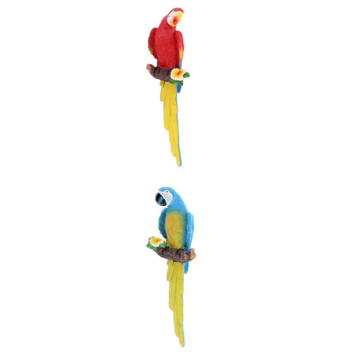2 x Resin Craft Realistic Parrot Bird Ornament Plant Hanging Look Right/Left