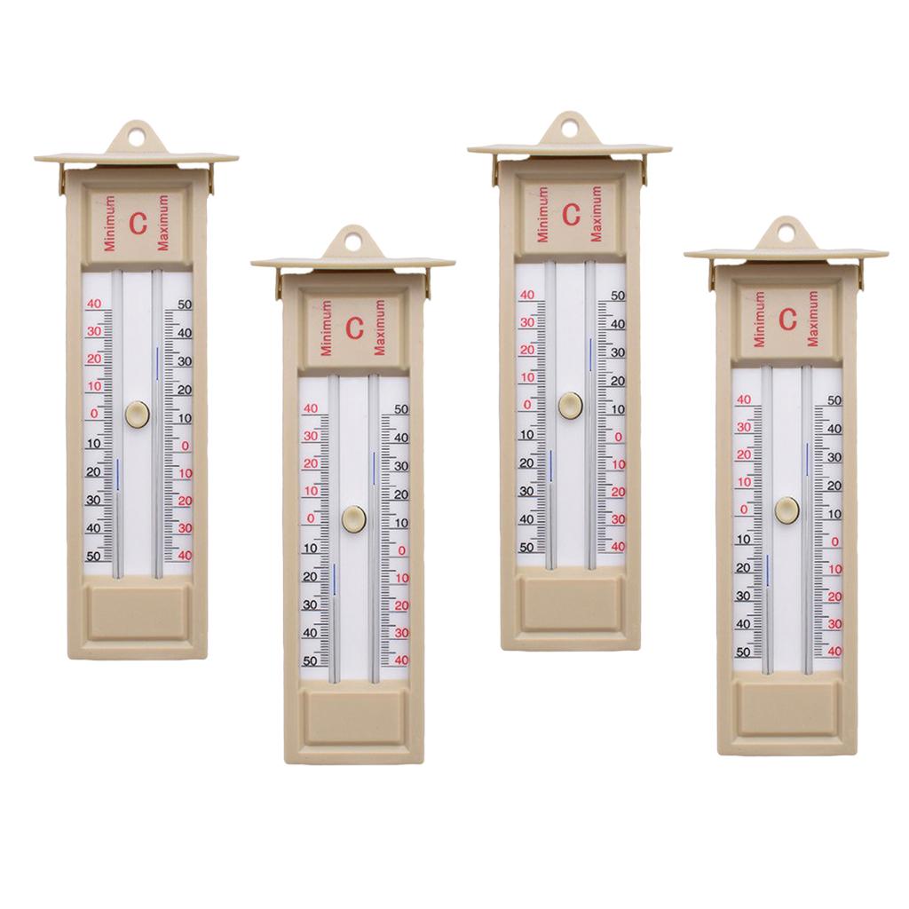 4pcs Wall Thermometer Indoor Outdoor Greenhouse Max Min Temperature Gauge