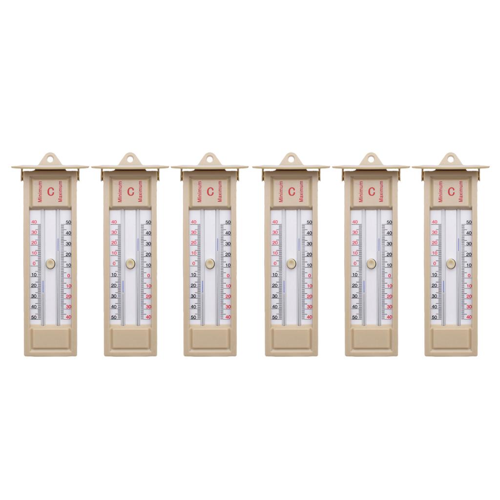 6pcs Wall Thermometer Indoor Outdoor Greenhouse Max Min Temperature Gauge
