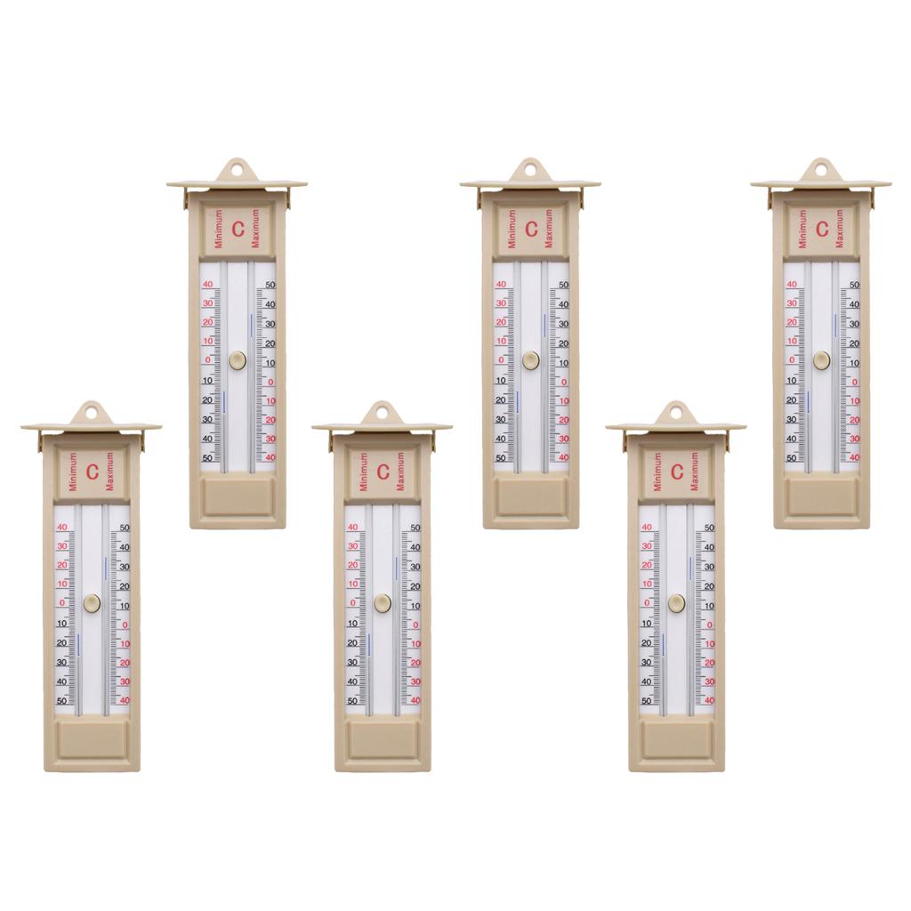 6pcs Wall Thermometer Indoor Outdoor Greenhouse Max Min Temperature Gauge