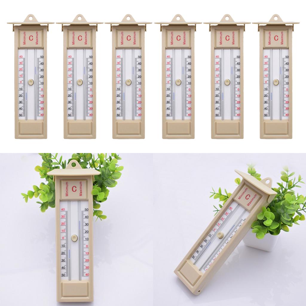 6pcs Wall Thermometer Indoor Outdoor Greenhouse Max Min Temperature Gauge