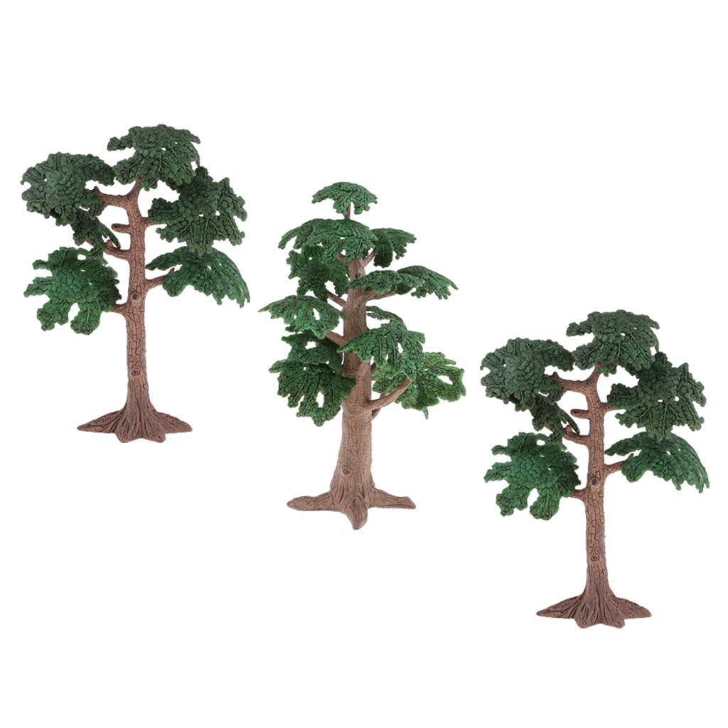 3pcs Green Pine Tree Ancient Cycad Cypress for Landscape Diorama Scenery
