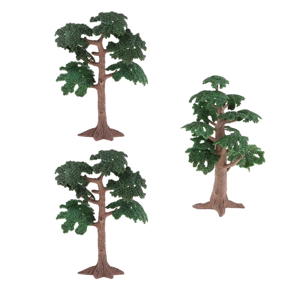 3pcs Green Pine Tree Ancient Cycad Cypress for Landscape Diorama Scenery