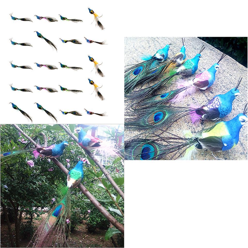 20 x Artificial Foam Peacock Birds Statue Holiday Party Display Garden Decor
