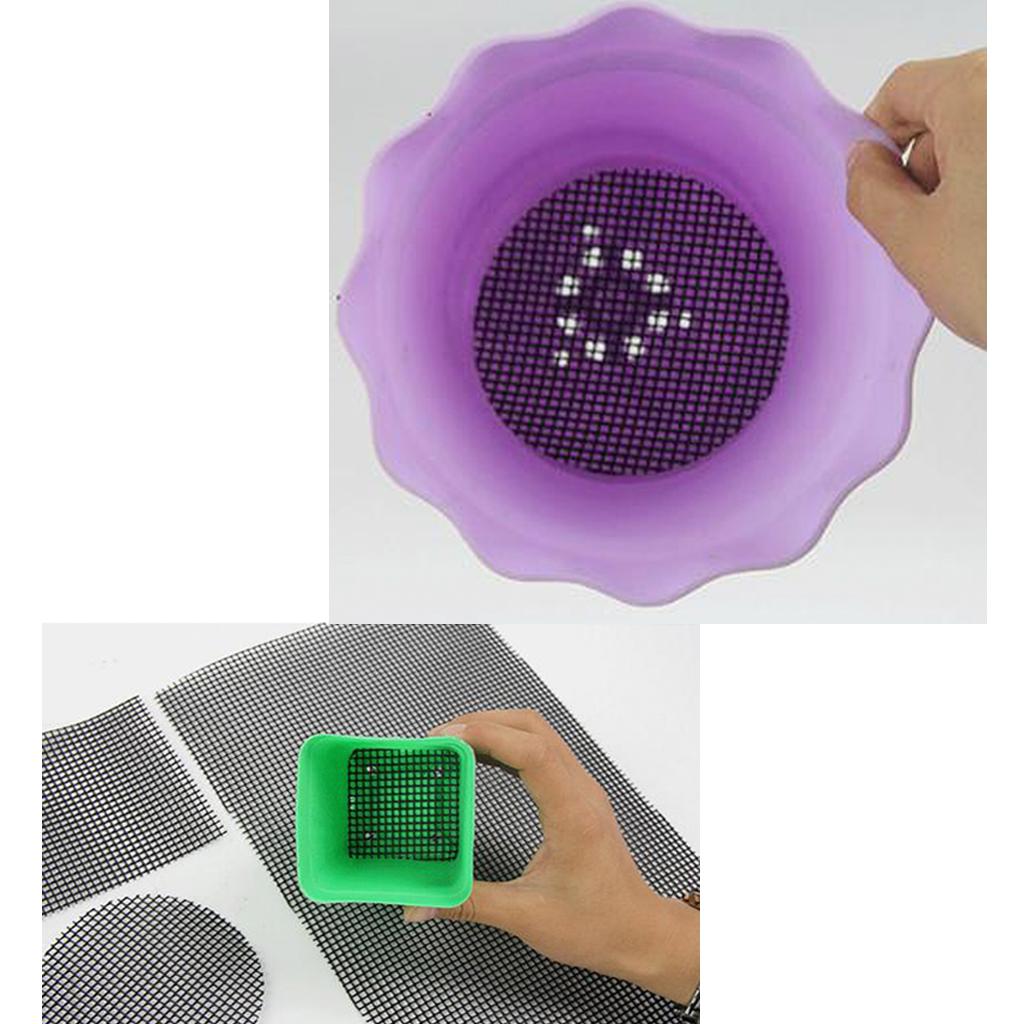 20pcs Plastic Drainage Mesh Sheet Bonsai Flowerpot Bottom Net Garden Care