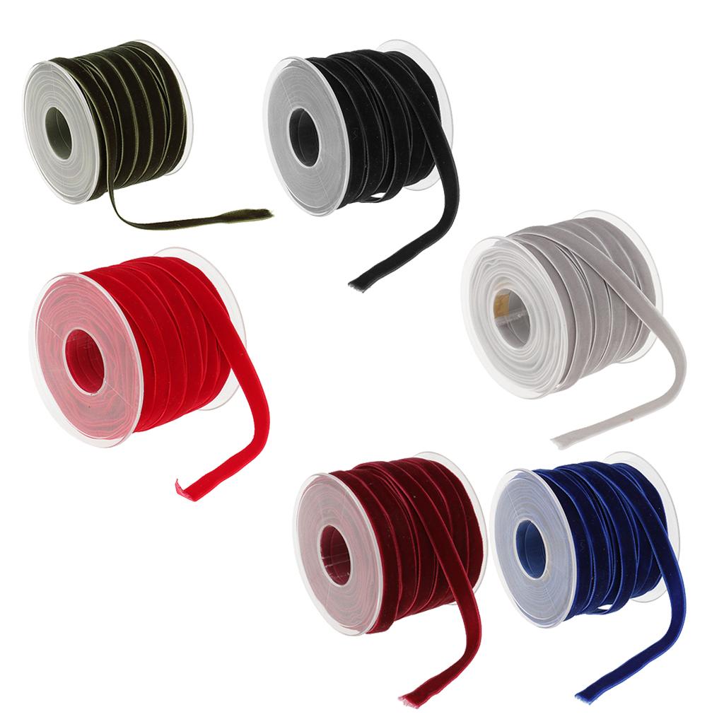 6 packs 20 Yards 10mm Wide Velvet Ribbon Rolls for Sewing Trims DIY Crafts