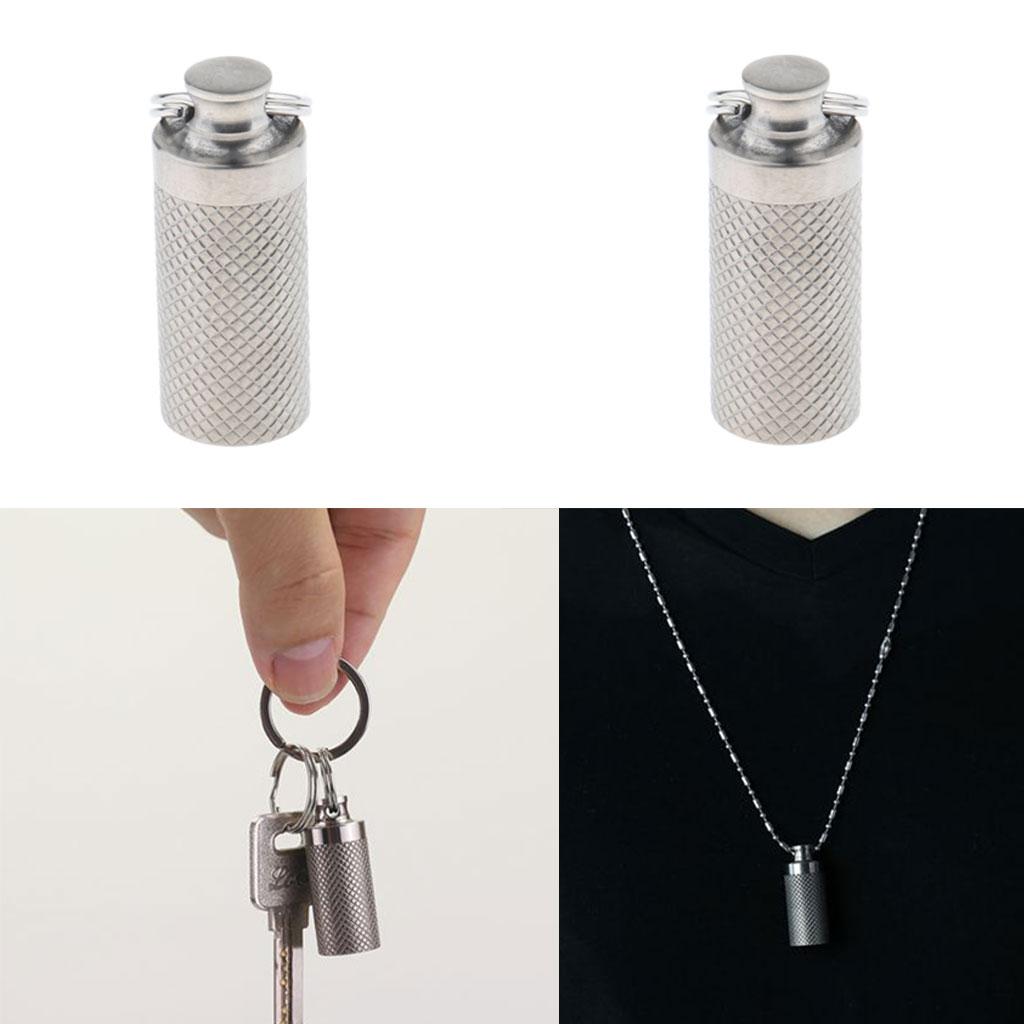 2xPortable Waterproof Pocket Pill Box Container Fob Capsule Keychain Keyring