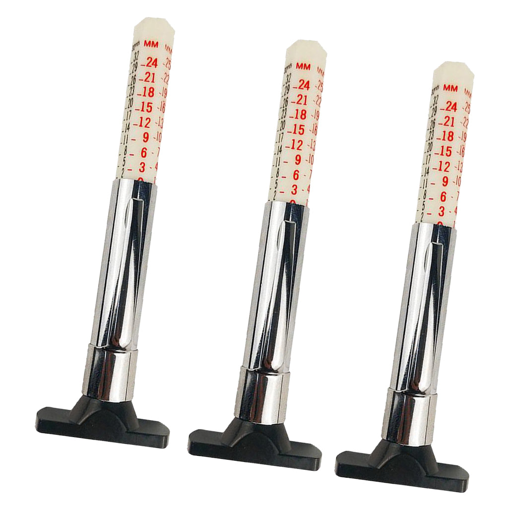 3pcs Metal Motor Car Tyre Tread Depth Gauge Metric Standard Measure 0-25mm