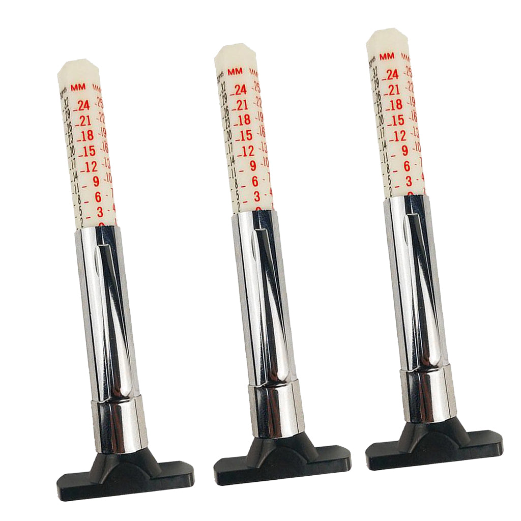 3pcs Metal Motor Car Tyre Tread Depth Gauge Metric Standard Measure 0-25mm