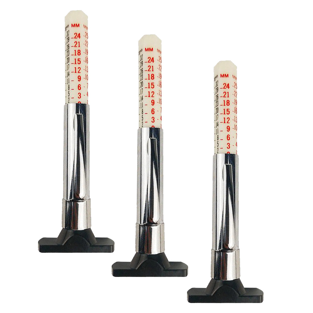 3pcs Metal Motor Car Tyre Tread Depth Gauge Metric Standard Measure 0-25mm