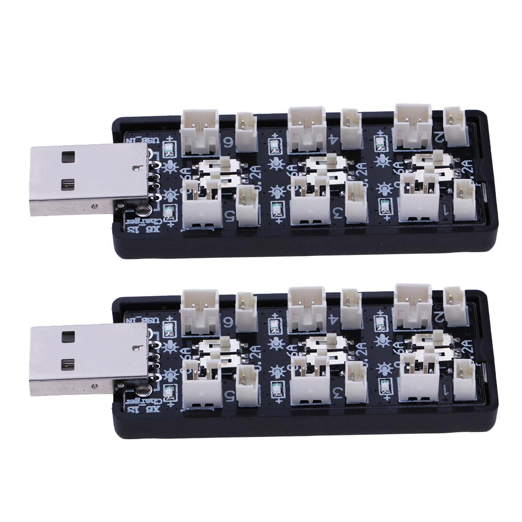 2pcs 1S LiPo Battery USB Charger 3.7V/4.2V 6CH JST 1.25 JST-PH 2.0 mCX mCPX