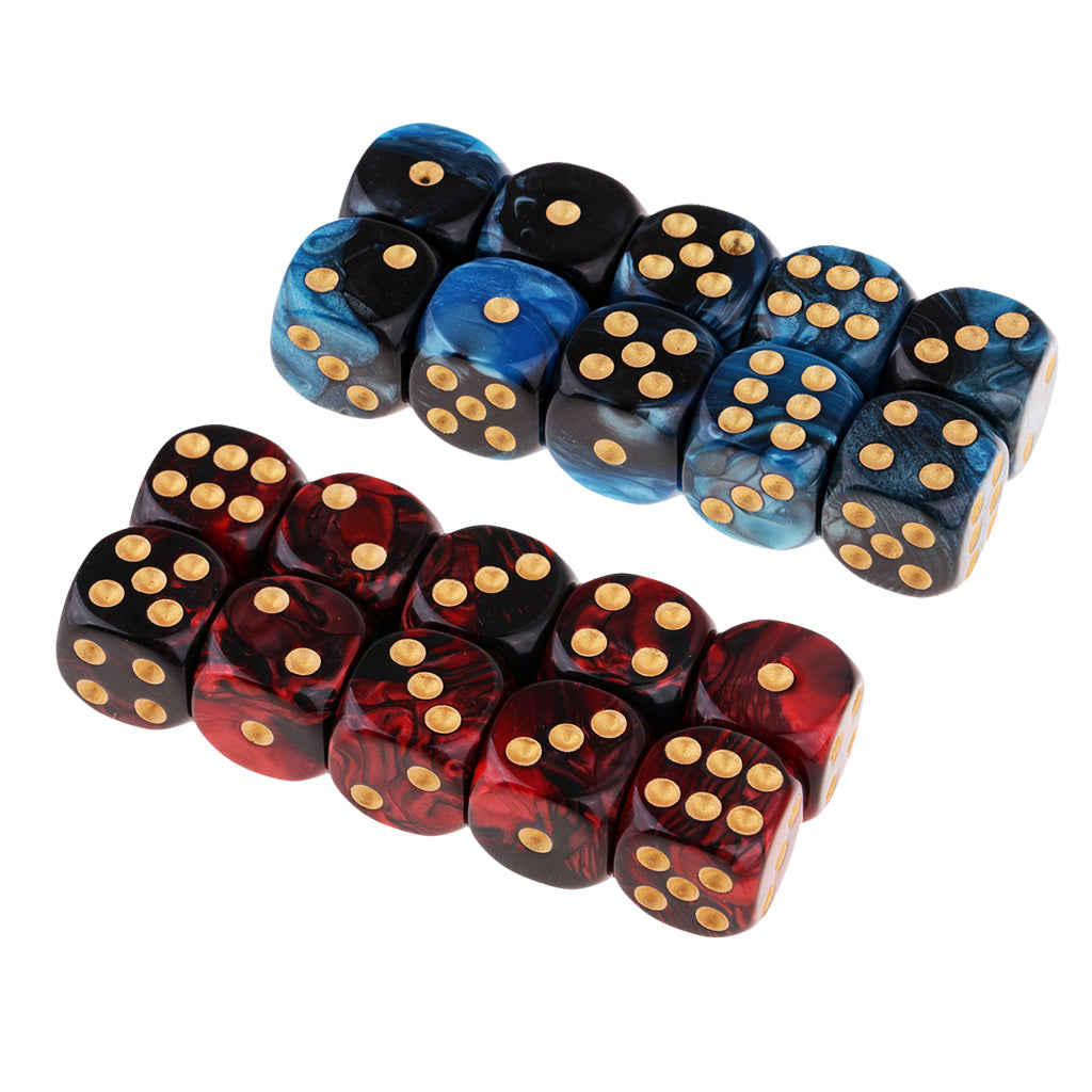 20 Pieces 16mm 6-sided Game Dice 16mm Dice for Board Games and Teaching Math