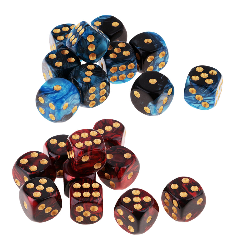 20 Pieces 16mm 6-sided Game Dice 16mm Dice for Board Games and Teaching Math
